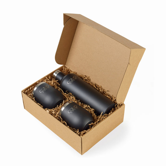 Matte Black CORKCICLE® Canteen & Stemless Wine Cup Gift Set