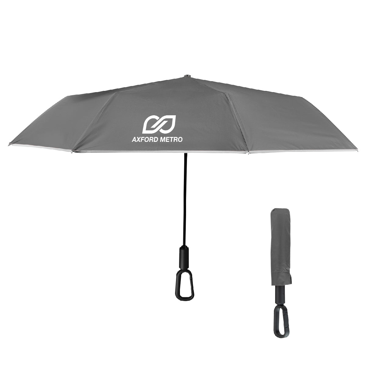 46" Arc Reflective Umbrella With Carabiner Handle