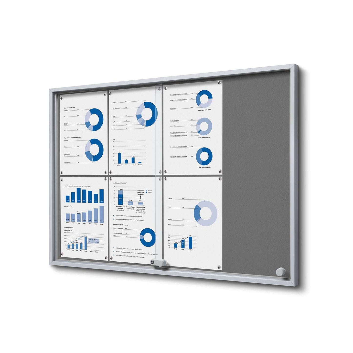45"W x 38"H Felt Indoor Enclosed Bulletin Board Sliding Door