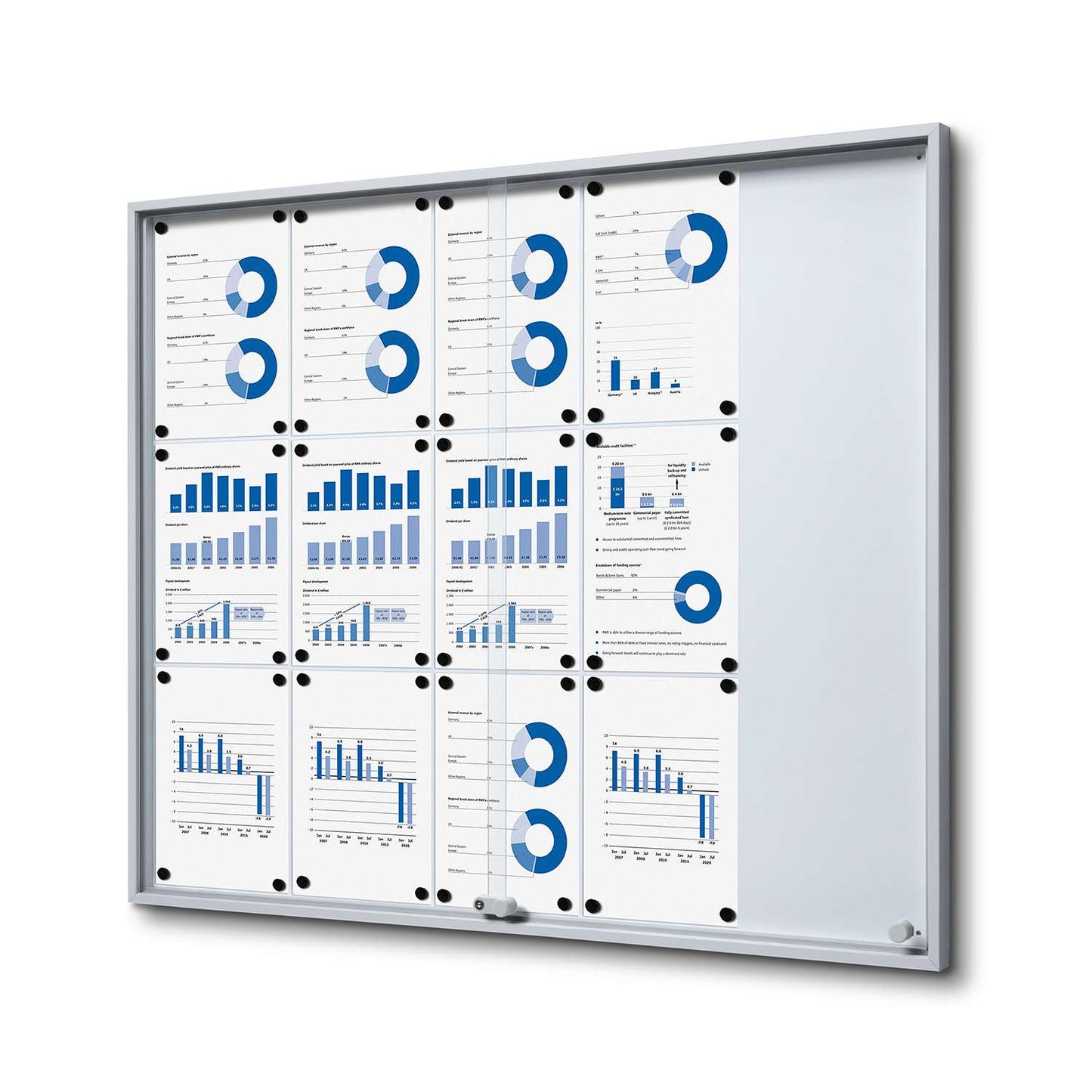 45"W x 38"H Indoor Enclosed Bulletin Board Sliding Door