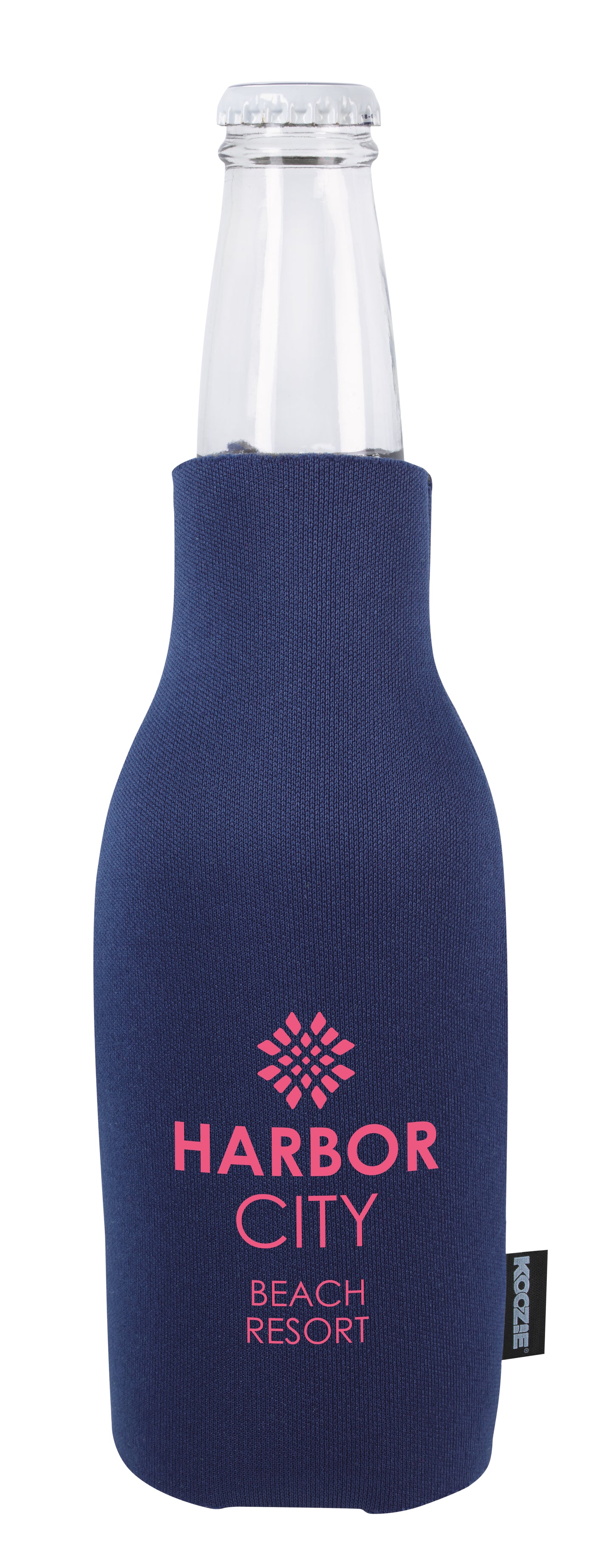 Front View of Black Koozie® Zip-Up Bottle Cooler with Opener