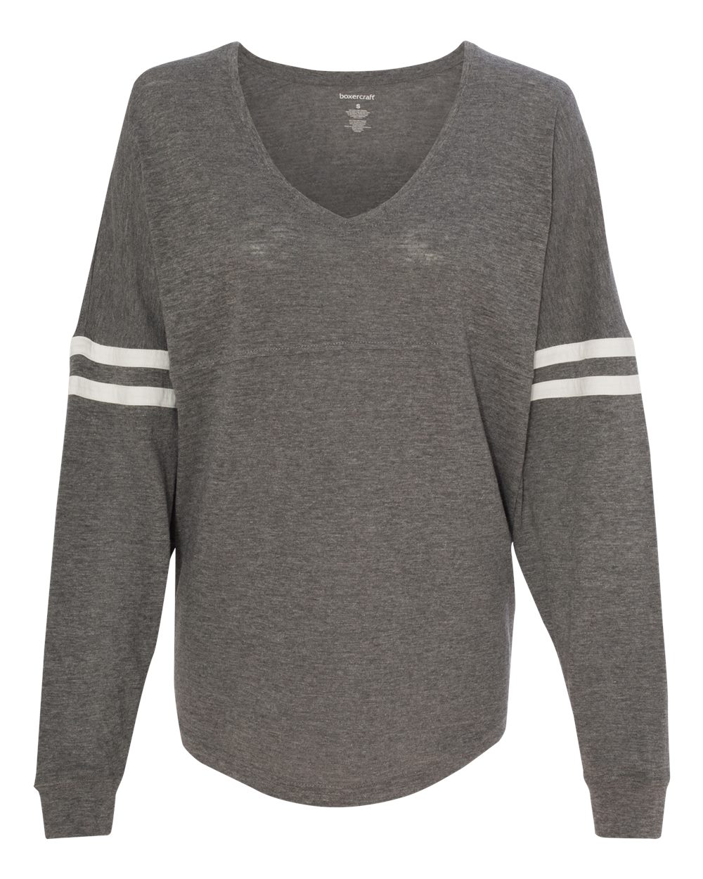 Women’s Slub Jersey Varsitee V-Neck Long Sleeve T-Shirt - T17