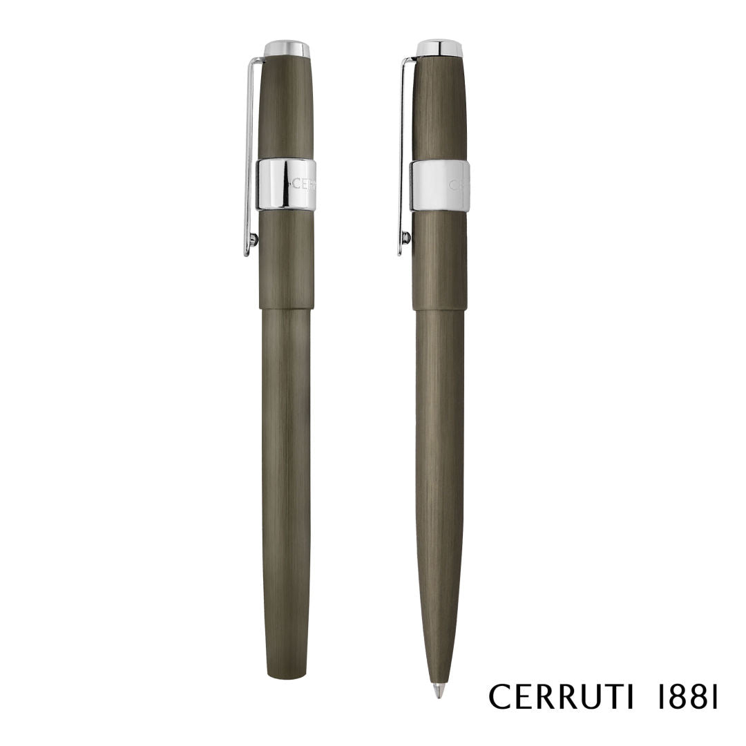 Cerruti 1881® Block Brushed Ballpoint Pen & Fountain Pen Set