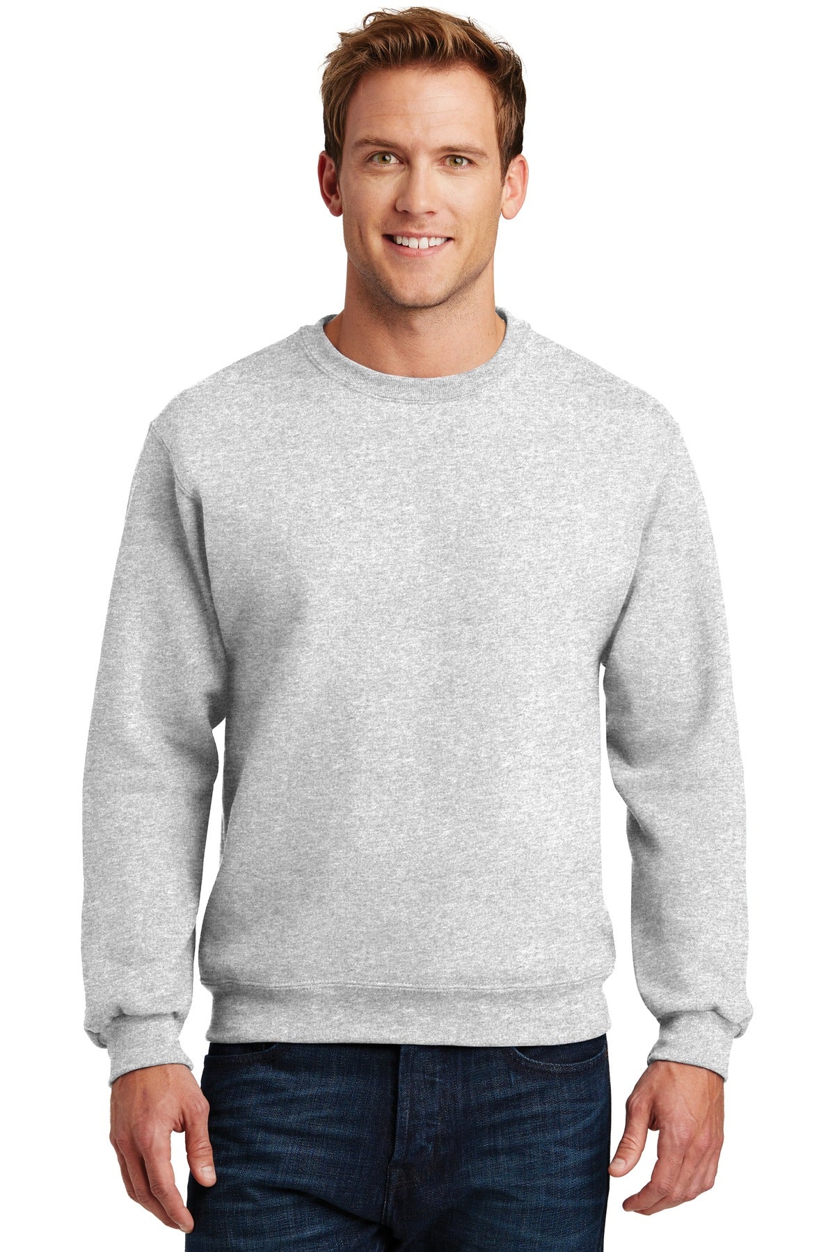 Front View of Ash Jerzees Super Sweats NuBlend - Crewneck Sweatshirt. 4662M - S