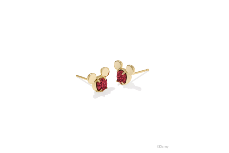 Kendra Scott Disney Gold Mickey Mouse Stud Earrings in Bright Red Drusy