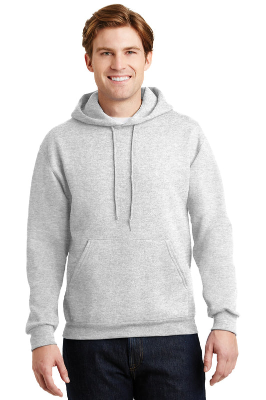 Front View of Ash Jerzees Super Sweats NuBlend - Pullover Hooded Sweatshirt. 4997M - S