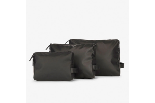 CALPAK Water Resistant Zippered Pouch Set (3 Pieces) - Black