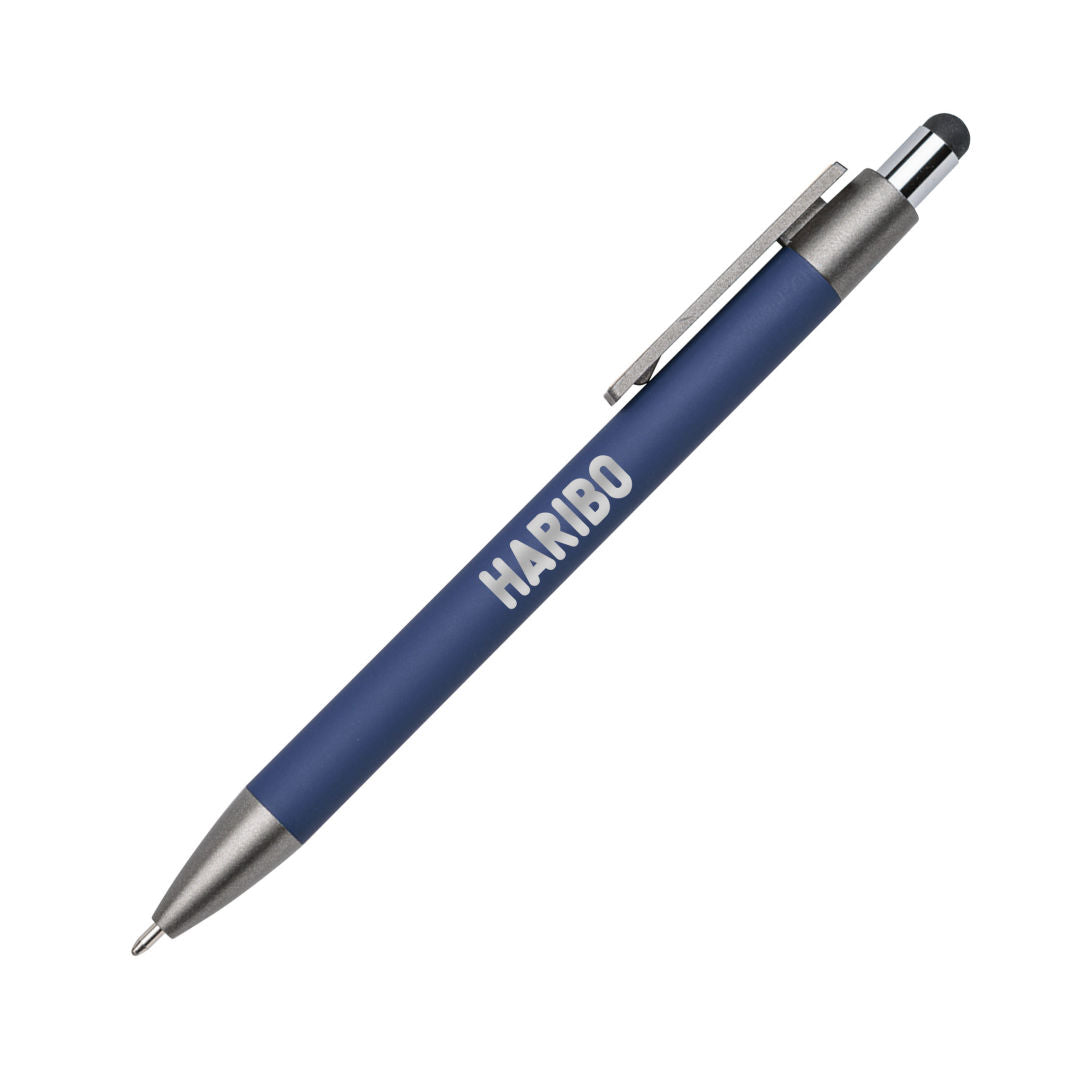 Hughes Aluminum Pen w/Wood Clip & Blue Refill
