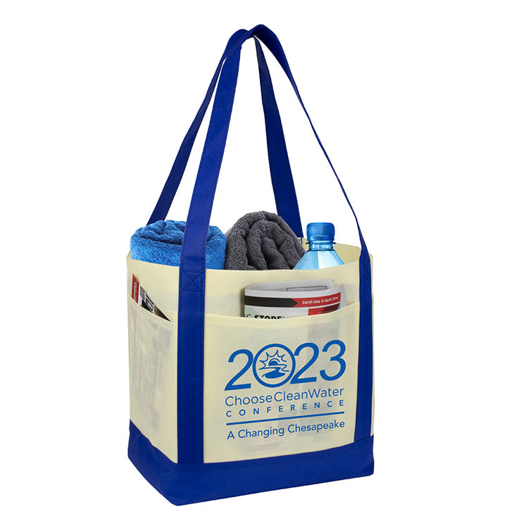 18”W x 12”H x 7” Gusset - "THE CRUISER" Faux Canvas 3-Pocket Value Tote