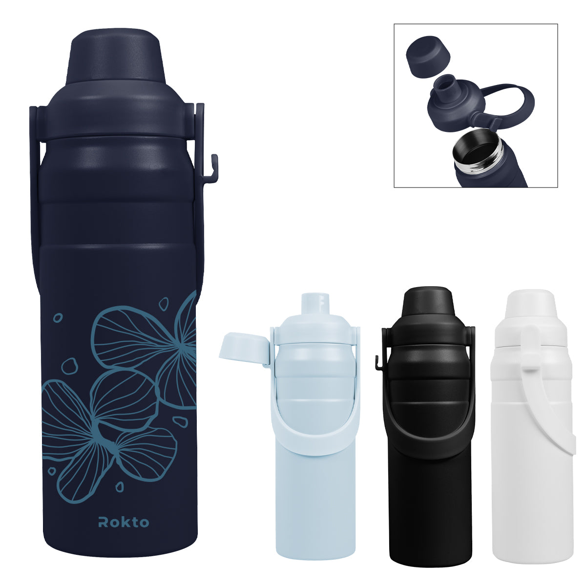 BLACK 24 Oz. Summit Sip Recycled Stainless Steel Bottle With Easy Carry Handle