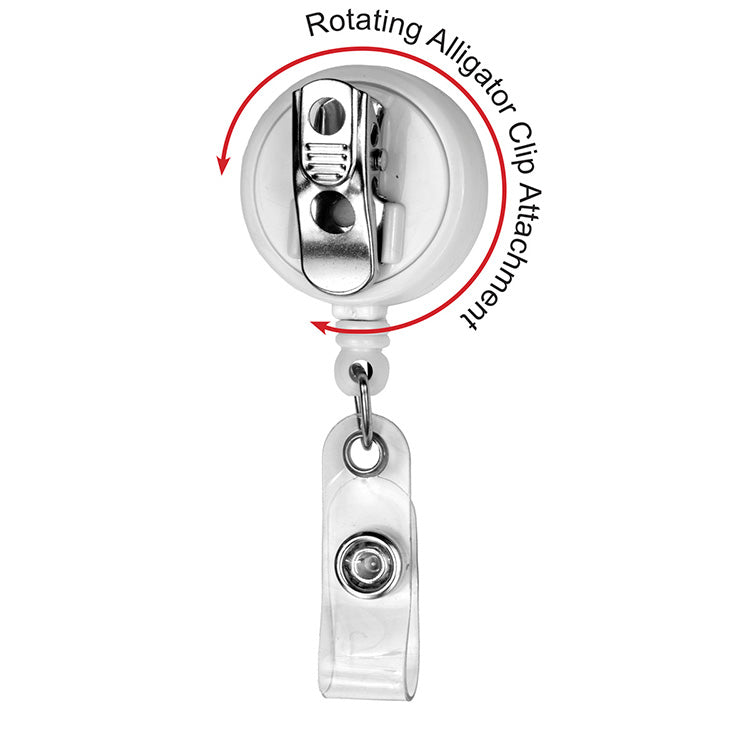 "Bellefontaine VL" 30” Cord Round Retractable Badge Reel and Badge Holder with Rotating Alligator Cl