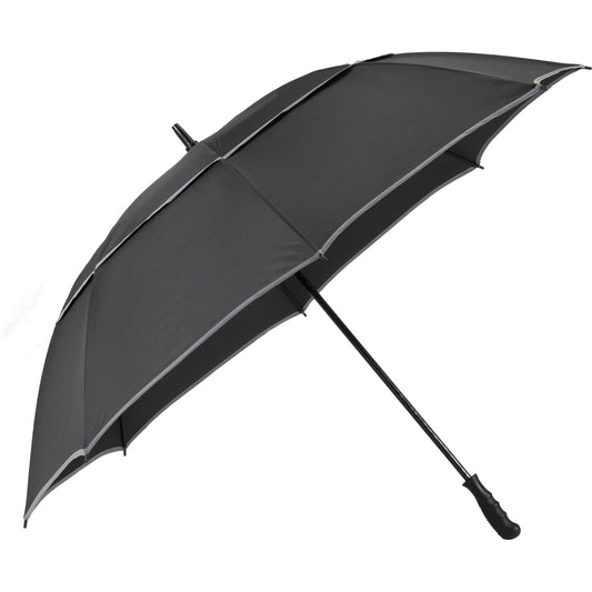 Black 62" RPET Golf Umbrella w/ Reflective Trim