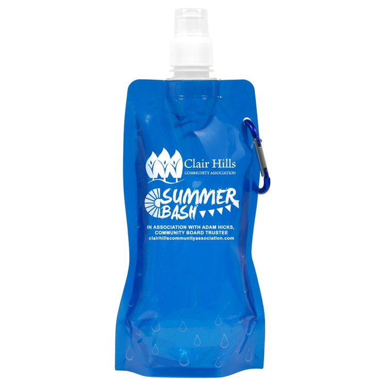 "Roll Up" 18 oz Foldable and Reusable Water Bottle with Matching Carabiner