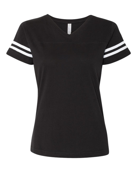 Women's Football V-Neck Fine Jersey Tee - 3537