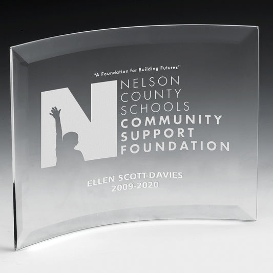 Laser Engraved Freestanding Curved Award (6"x 8"x 1/4")