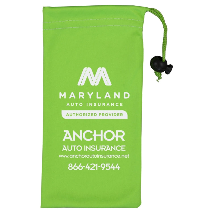 4" W x 7-1/2 " H “Clean-n-Carry” Spot Color Microfiber Drawstring Pouch For Cell Phones, Eyeglasses