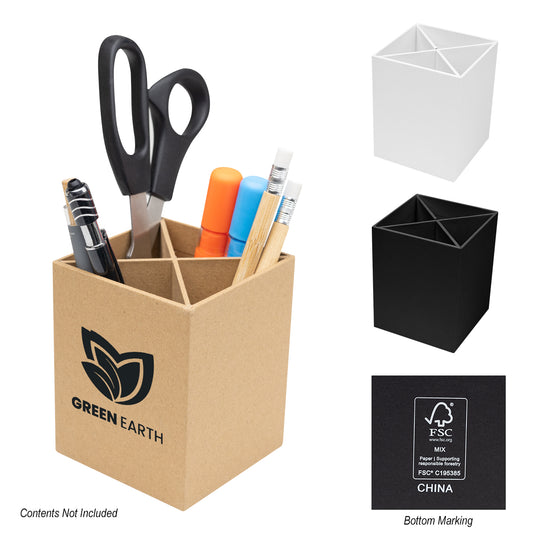 FSC BLACK 4 COMPARTMENT PEN & PENCIL CUP