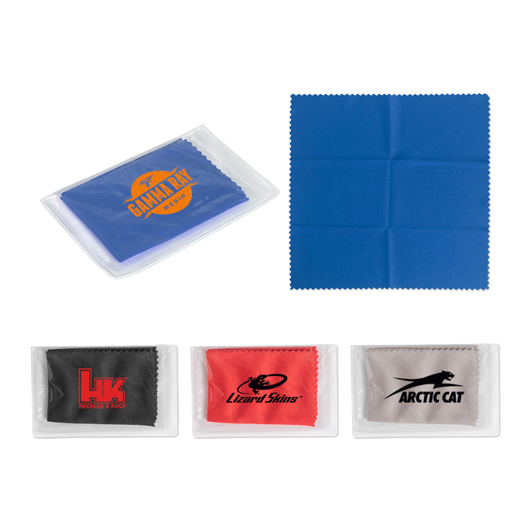 Black 6" X 6" Microfiber Cloth in Pouch