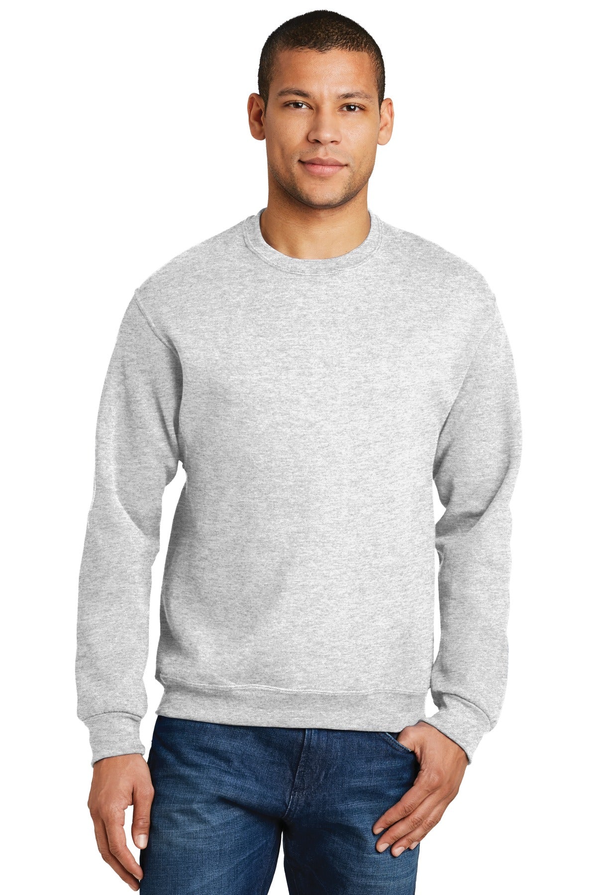 Front View of Ash Jerzees - NuBlend Crewneck Sweatshirt. 562M - S