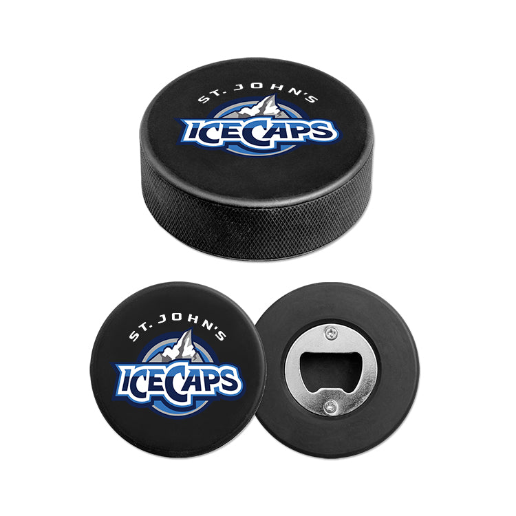 Black Hockey Puck Bottle Opener