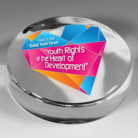 Prestige Round Glass Paperweight Award (4 Color Process)