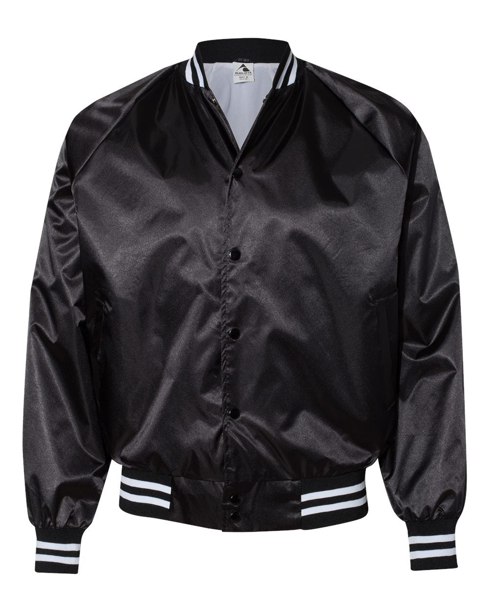 Unisex Satin Baseball Jacket Striped Trim - 3610