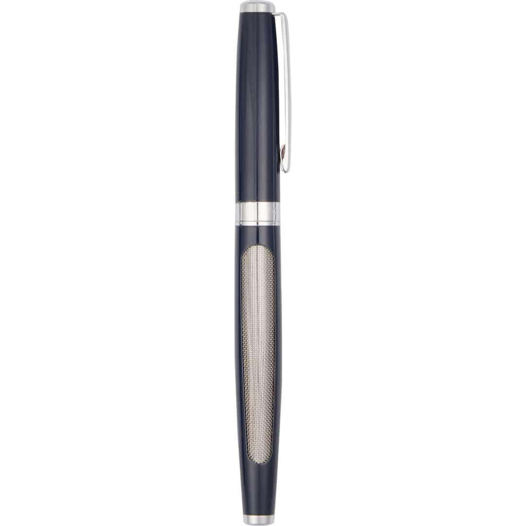 Front View of Black Luxe Recycled Stainless Steel Roller Ball