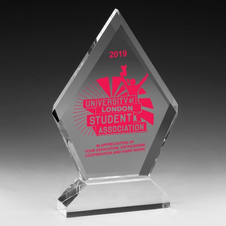 Multi-Faceted Acrylic Award - 6” x 7 1/2” - Screen Print