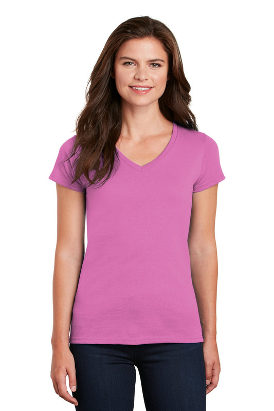 Front View of Azalea Gildan Women's Heavy Cotton 100% Cotton V-Neck T-Shirt. 5V00L - S