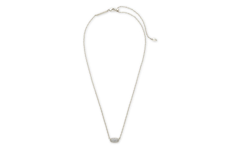 Kendra Scott Grayson Silver Pendant Necklace in White Crystal
