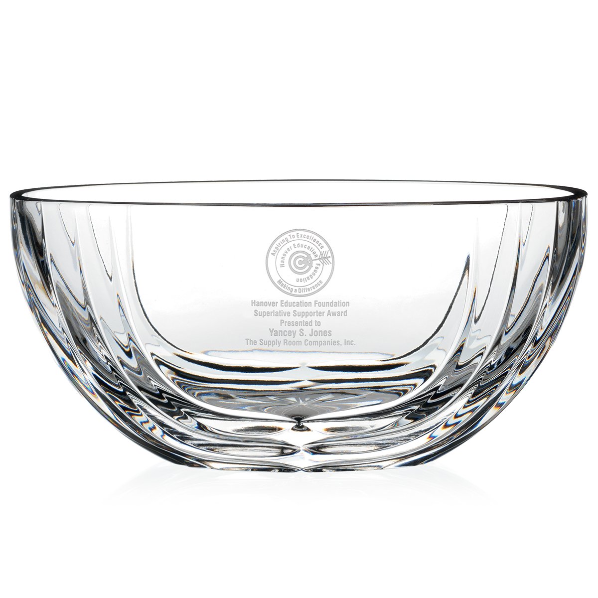 Front View of Clear MARIO CIONI Large Sculpted Oval Bowl