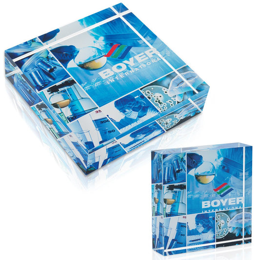 Front View of Clear JAFFA® Square Acrylic Paperweight