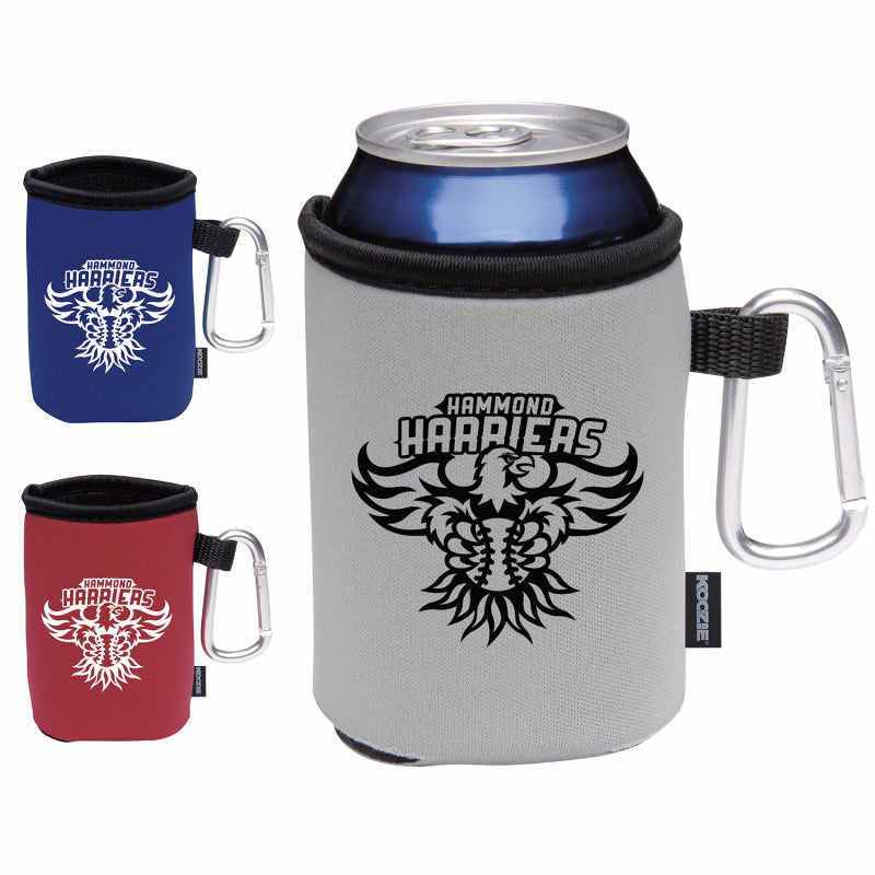 Gray Koozie® Collapsible Can Cooler with Carabiner