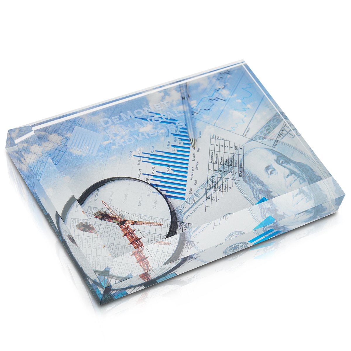 Front View of Clear JAFFA® Business Card Paperweight