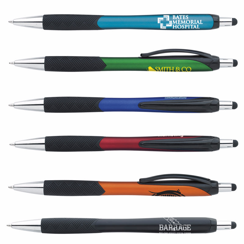 Black with Black Ink Good Value™ Metallic Pattern Grip Stylus Pen