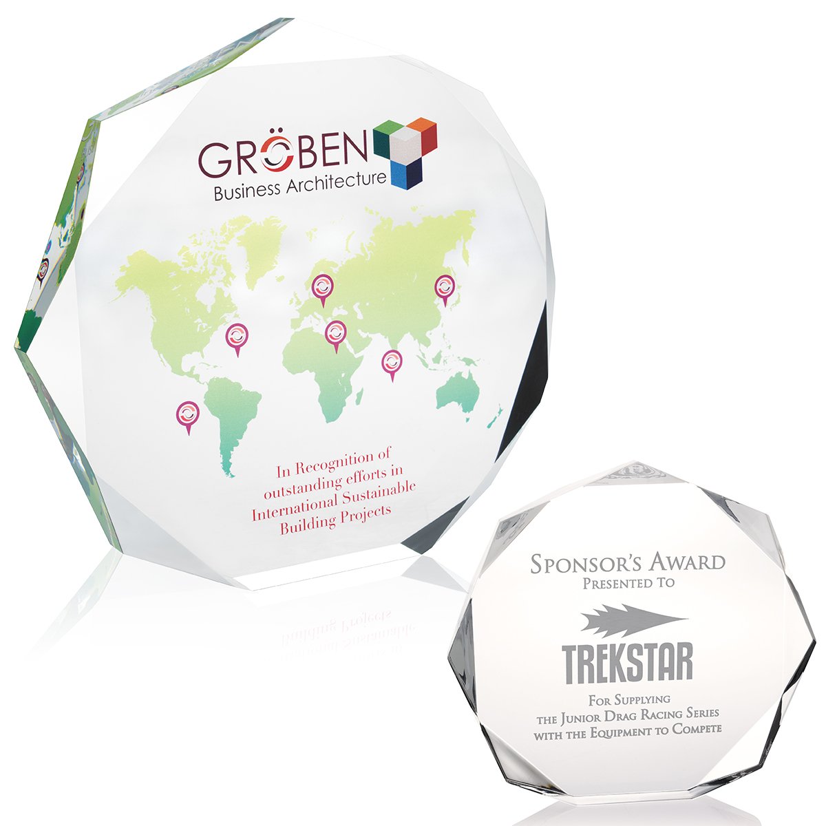 Front View of Clear JAFFA® Enterprise Octagon Award