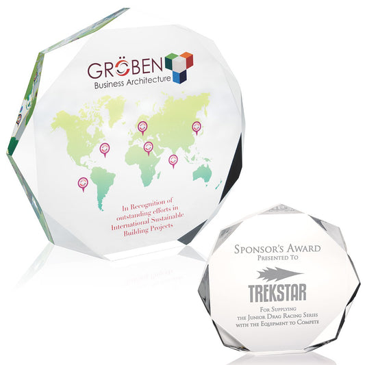 Front View of Clear JAFFA® Enterprise Octagon Award