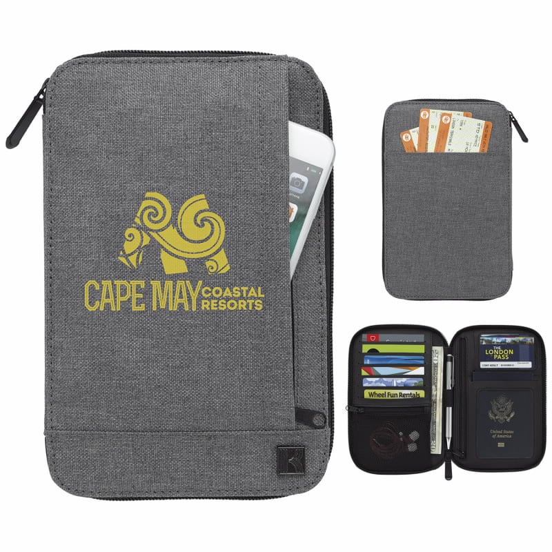 Front View of Gray KAPSTON® Pierce Passport Wallet