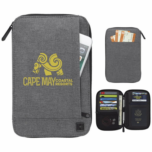 Front View of Gray KAPSTON® Pierce Passport Wallet