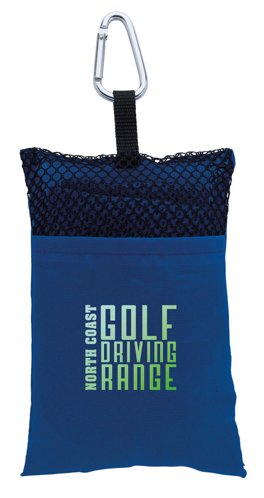 Front View of Blue Good Value™ Cooling Towel In Pouch