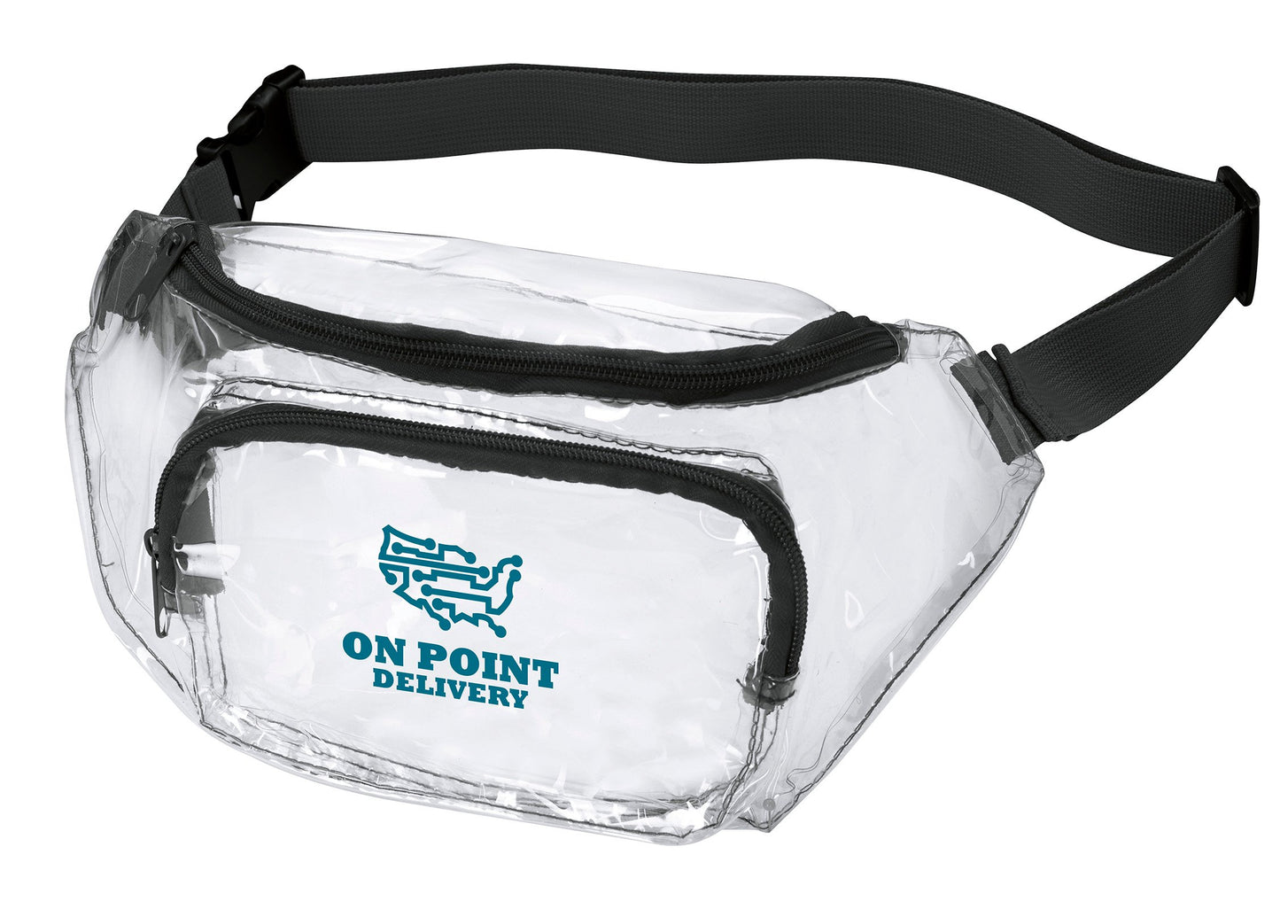 Front View of Clear / Black Good Value™ Clear Fanny Pack