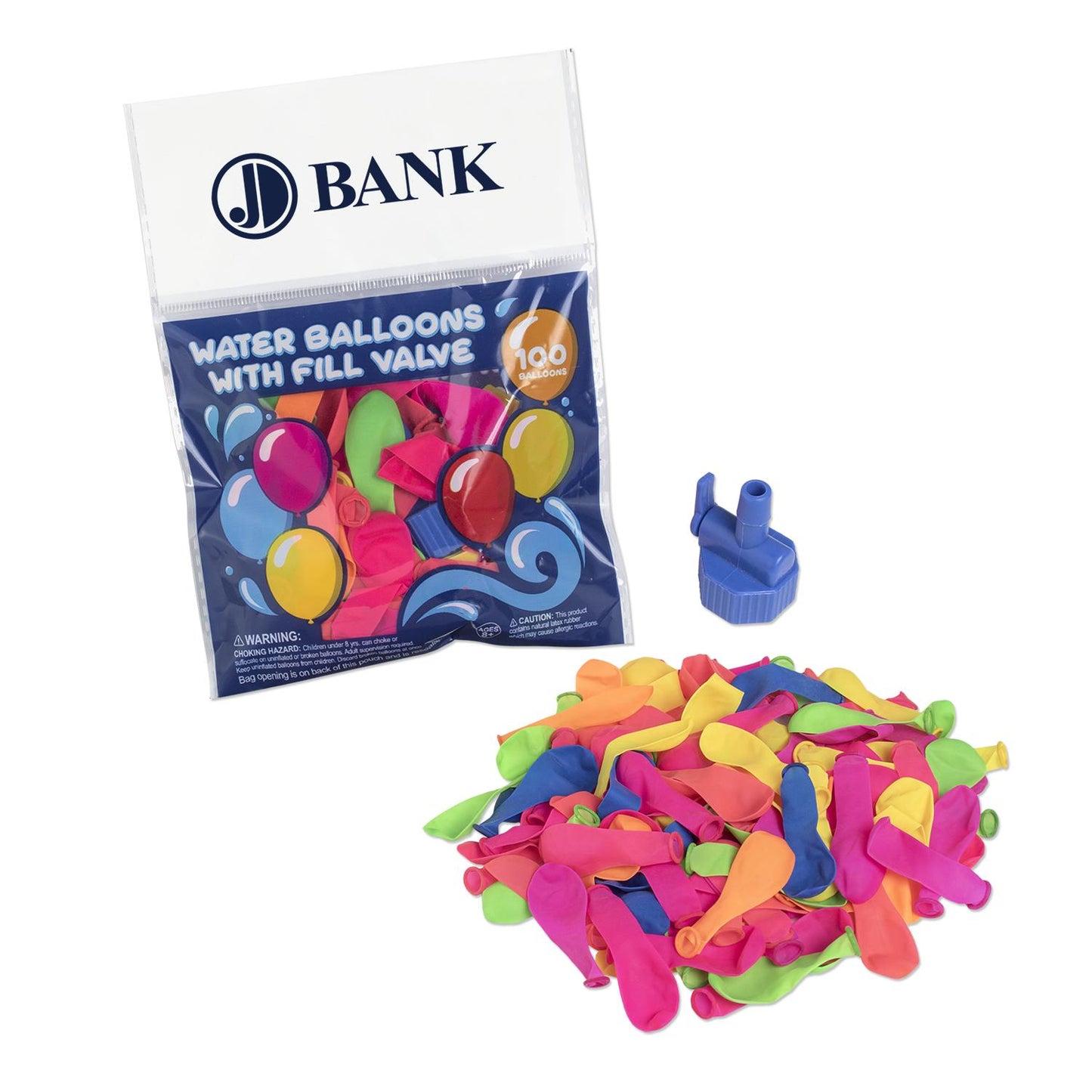 Assorted 100 Water Balloon Pack with Nozzle