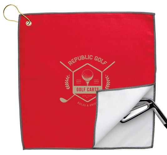 Front View of Gray Good Value™ RPET Double Layer Golf Towel