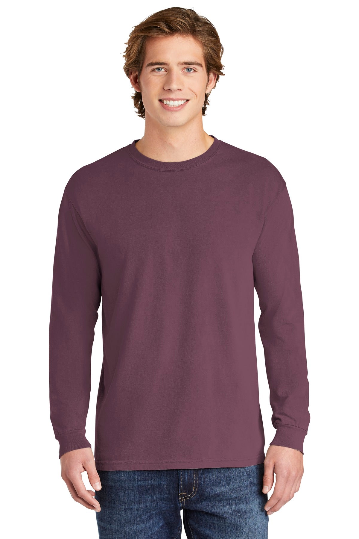 Front View of Berry COMFORT COLORS Heavyweight Ring Spun Long Sleeve Tee. 6014 - S