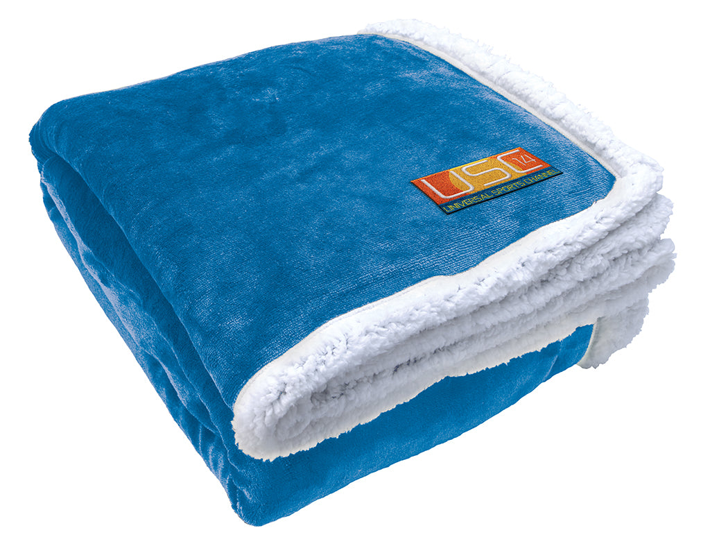 Front View of Camel Oversize Sherpa Blanket