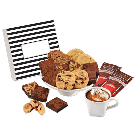 Gourmet Cookie & Brownie Gift Box with Stripes Sleeve