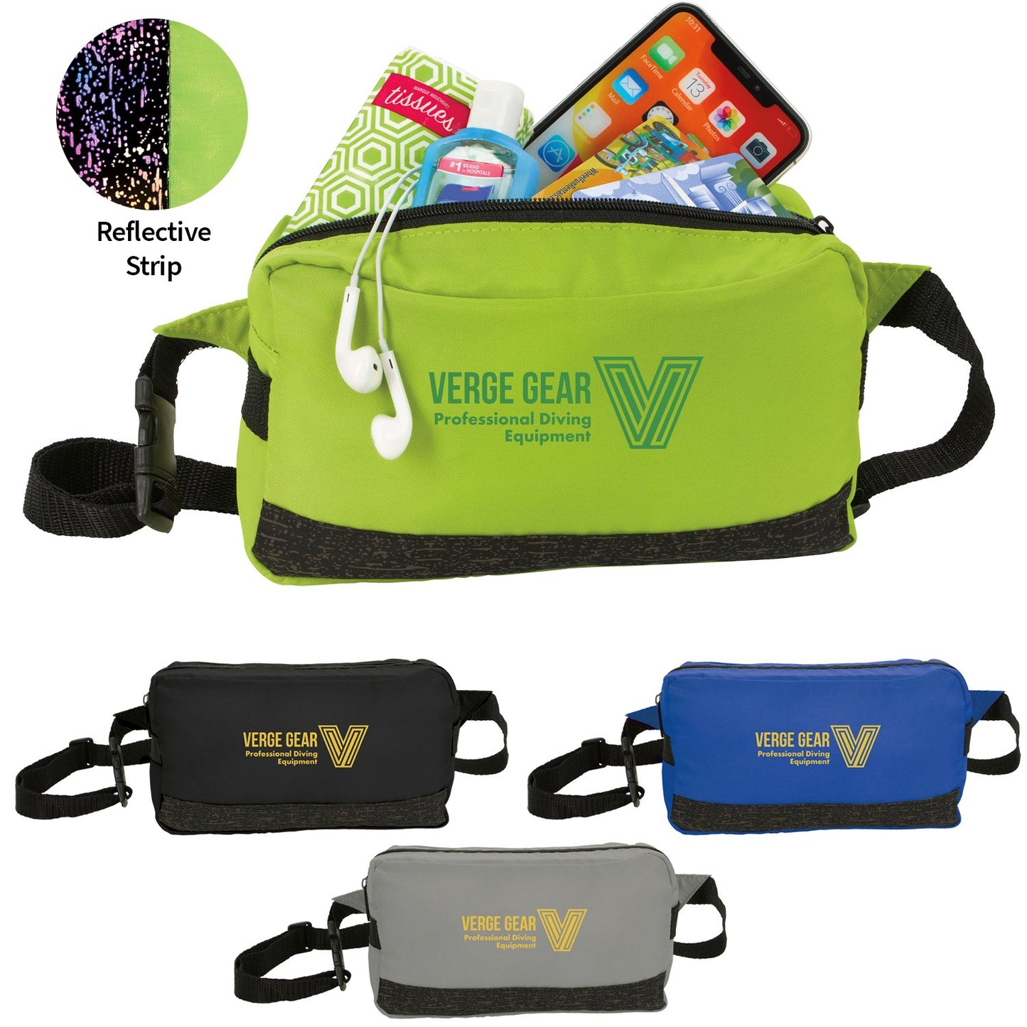 Black Good Value™ Reflective Splash Fanny Pack