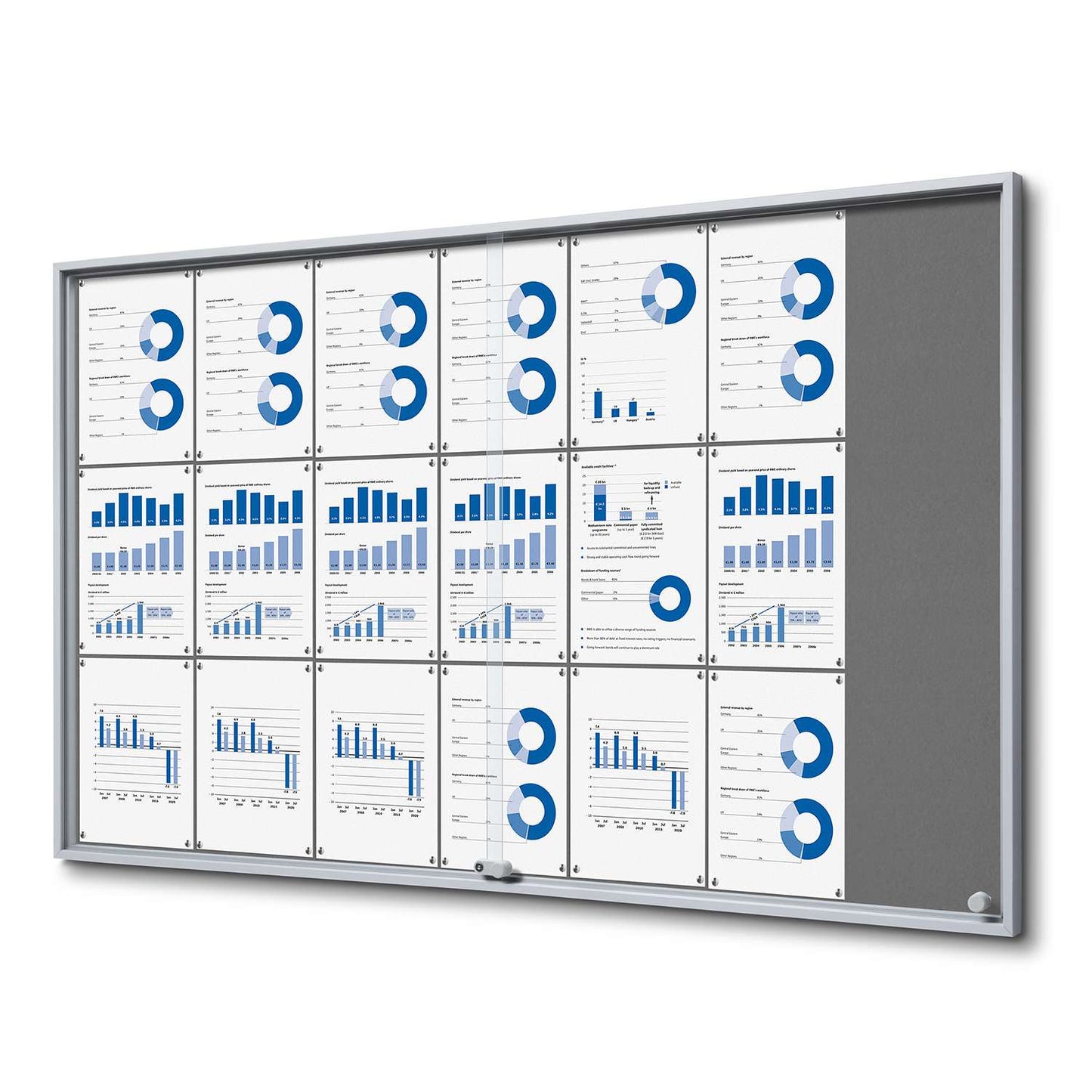 62"W x 38"H Felt Indoor Enclosed Bulletin Board Sliding Door