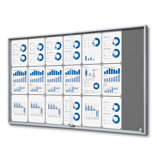 62"W x 38"H Felt Indoor Enclosed Bulletin Board Sliding Door