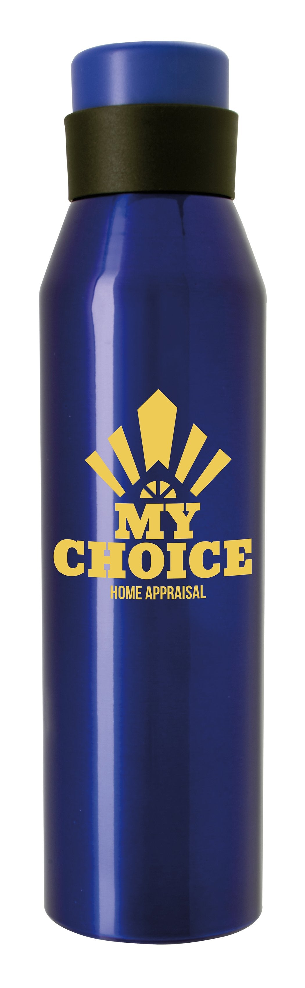 Front View of Blue Good Value™ Nick Aluminum Bottle - 24 oz